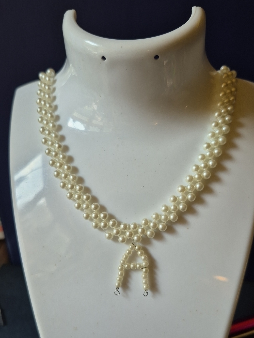 Handmade Beaded Pearl Necklace 16"